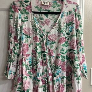 Show Me Your MuMu Floral Blouse - Pink and Green